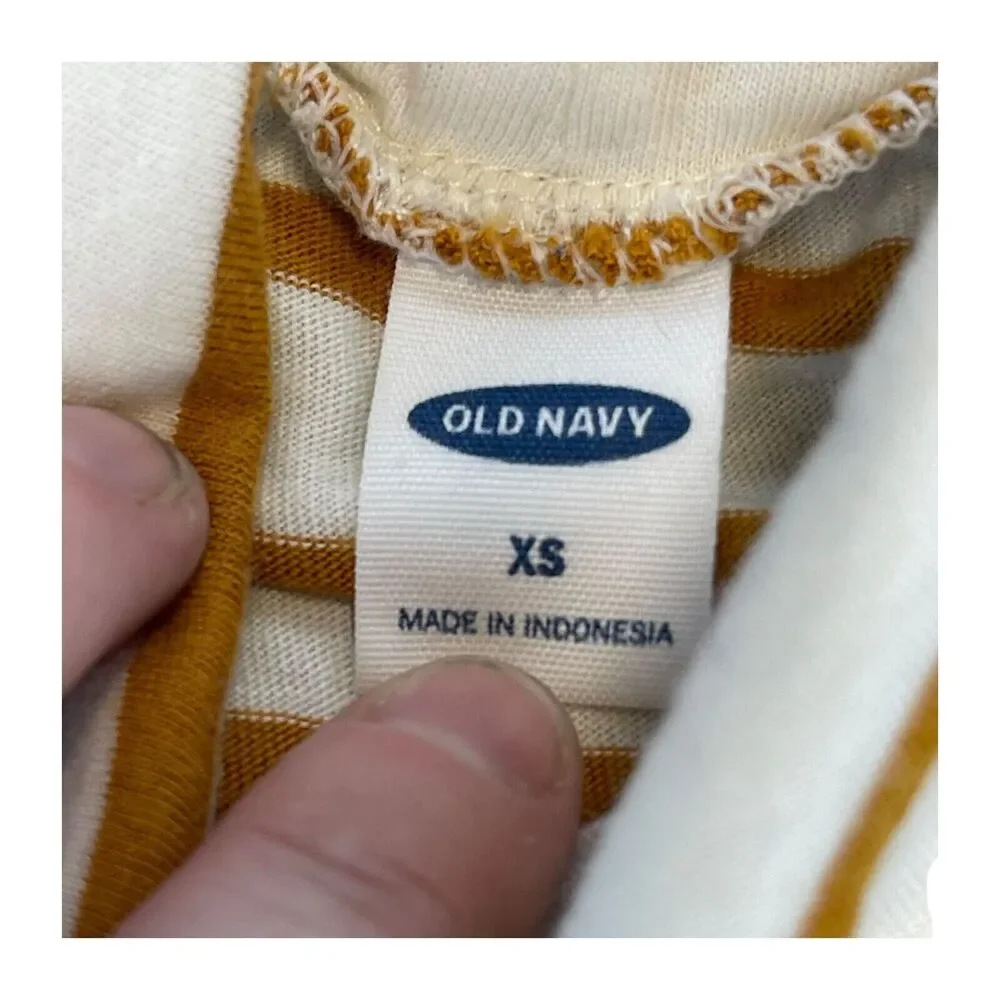Old Navy Sweater Girls XS Beige Brown Striped Turtleneck Long Sleeve Pullover